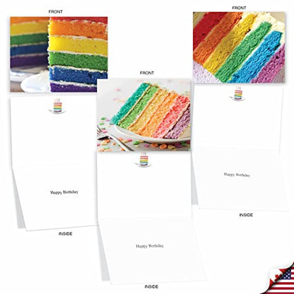Best Card Co 20 Mini Birthday Assorted Notecards Cakes AM6565BDG-B2x10 - style: Rainbow Cakes