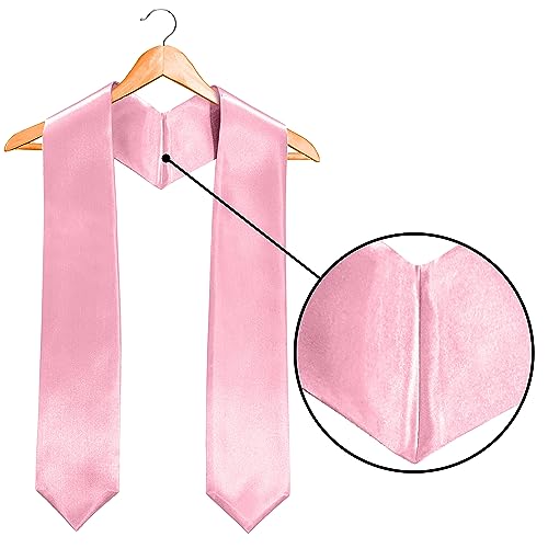 Plain Graduation Stole Sash 60 Inch Unisex Adults Solid - color: Pink Stole