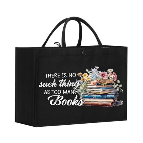 Book Tote Bag Christmas Librarian Bookish Gifts for Women Readers Book Lover - color: Black