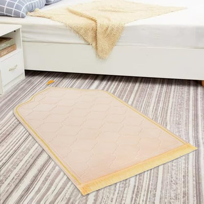 Muslim Prayer Rug with Tasbih Prayer Beads, Soft Memory Foam Prayer Matt Islam, Padded Islamic Prayer Mat Thick for Men and Women, Janamaz, Sajadah (25.6" x 43.3", Beige) - color: Beige