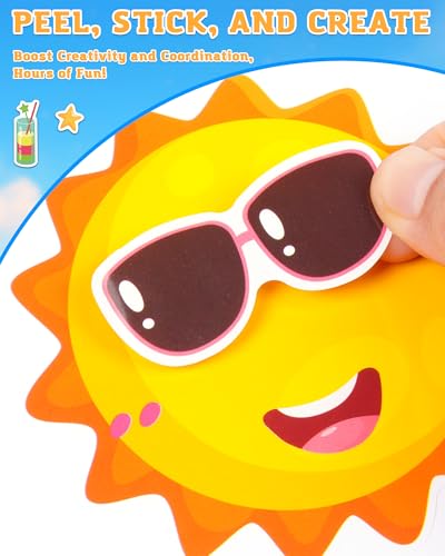 Aowplc 48 Summer Make-a-Face Sticker Sheets for Kids - style: Summer Vibe