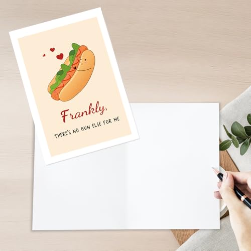 Funny Pun Anniversary Card for Husband Wife Boyfriend Girlfriend, Funny Hot Dog Love Cards, Cute Happy Birthday Card from Him Her. - color: #5
