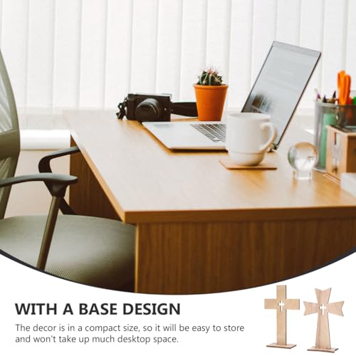 20pcs Wood Crosses for DIY Crafts, 4.3inch Standing Cross with Base Decor