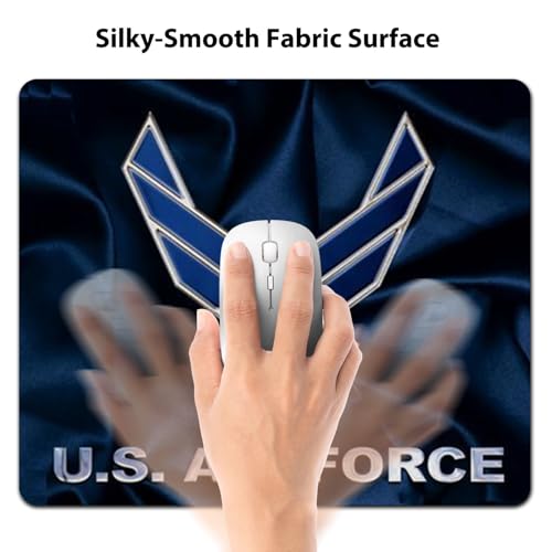 US Air Force Patriotic Military Mouse Pad, Navy Blue Satin Art Desk Mat - color: Navy Blue