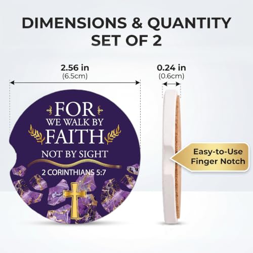 2 Pack Bible Verse Car Coasters for Cup Holders, Cup Holder Coaster - color: Bible