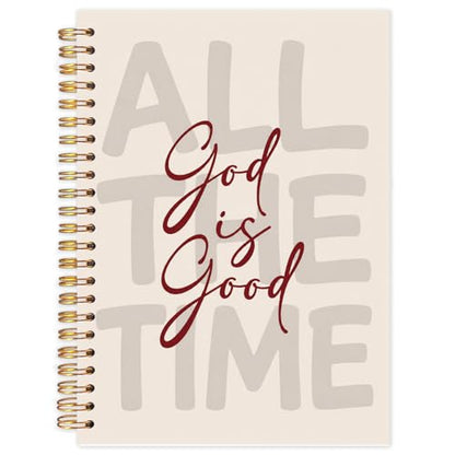 Yhtrg God Is Good Christian Spiral Hardcover Notebook, Beige and Burgundy Inspirational Writing Journal, Neutral Minimalist Religious Faith Prayer Notebook for Bible Study Daily Journaling, 5.5x8.3 - color: Burgundy