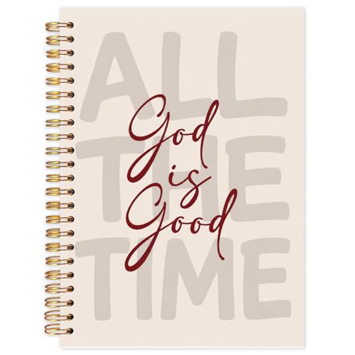 Yhtrg God Is Good Christian Spiral Hardcover Notebook, Beige and Burgundy Inspirational Writing Journal, Neutral Minimalist Religious Faith Prayer Notebook for Bible Study Daily Journaling, 5.5x8.3 - color: Burgundy