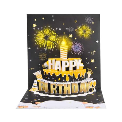 3D pop-up music birthday card - LED Light Cake Greeting Card - color: Cake - Black