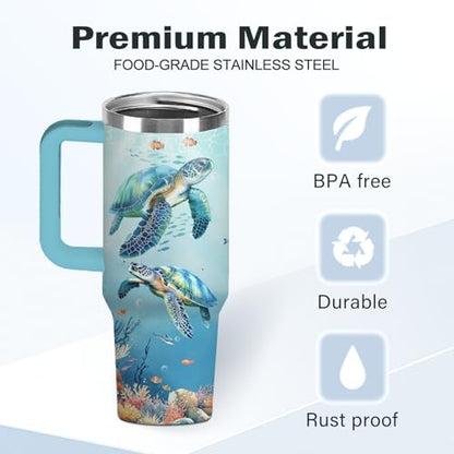 Christian Gifts for Women 40oz Tumbler - Insulated Travel Mug with Handle (Sea Turtle, 30 Ounces) - color: Sea Turtle