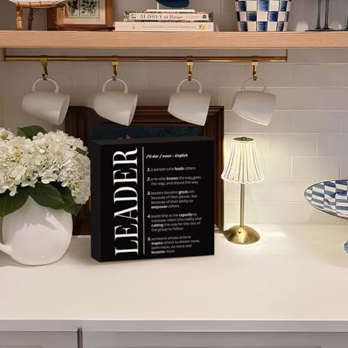 Leader Gifts Sign, Boss Mentor Supervisor Manager Gifts for Women - color: Black-Leader-5x5