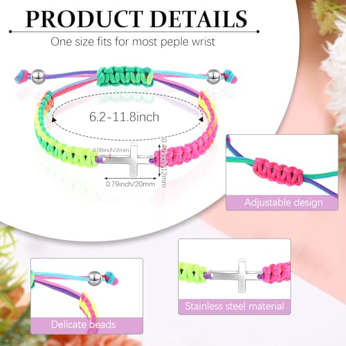 Sureio 2 Pcs Christian Cross Matching Bracelets for Women Men - color: Rainbow
