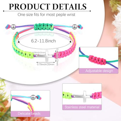 Sureio 2 Pcs Christian Cross Matching Bracelets for Women Men - color: Rainbow
