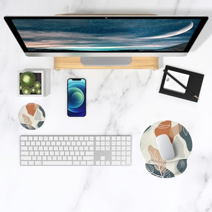 ITNRSIIET Ergonomic Mouse Pad with Wrist Support Wrist Rest Smooth Surface Non-Slip Rubber Base Comfortable Office Supplies Pain Relief, 9.8 x 9.1 inches, Abstract Leaf - color: Abstract Leaf