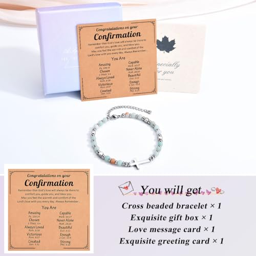 Christian Cross Bracelet for Girls Women, Easter Basket Stuffers - color: Confirmation
