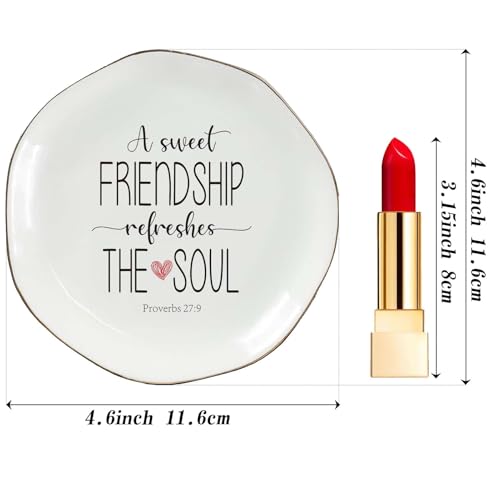A Sweet Friendship Refreshes The Soul Ring Dish – Gifts for Women, Ceramic Jewelry Tray for Birthday, Bridesmaid, BFF, Inspirational Trinket Holder - color: A Sweet Friendship Refreshes The Soul