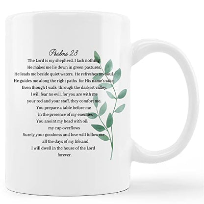kunlisa Christian Mugs Cup,PSALM 23 The Lord is My Shepherd Bible Verses Ceramic Mug-11oz Coffee Milk Tea Mug Cup,Christian Faith Mugs,Gifts for Christian Women Men Teens Girls Boys - color: Bible2