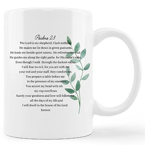 kunlisa Christian Mugs Cup,PSALM 23 The Lord is My Shepherd Bible Verses Ceramic Mug-11oz Coffee Milk Tea Mug Cup,Christian Faith Mugs,Gifts for Christian Women Men Teens Girls Boys - color: Bible2
