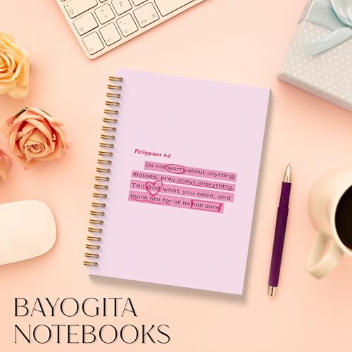 Pink Bible Verse Notebook - Pink Christian Journal, Preppy Christian Spiral Notebooks, Prayer Bible School Supplies Notebooks, Preppy Christian Gifts, Coworker Gifts, 5.5x8.3 Inches - color: Pink Christian
