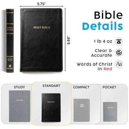 Personalized KJV Bible, Custom Name, School Name, Class of 2026 Design, King James Version, Red Letter, Thinline, Gold Page Edges, Graduation Gift, High School or Collage Graduate, Black - color: Kjv Black Thinline, size: King James Version