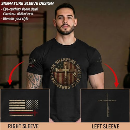 Iron Sharpens Iron T-Shirt Men, Christian Shirts for Men - color: Ds02-black, size: Small