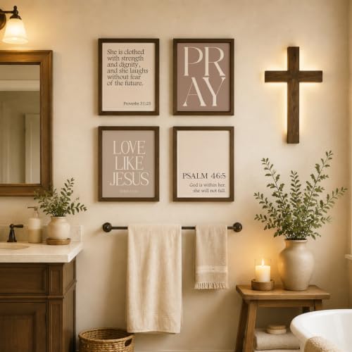 WEFKODO Christian Bible Wall Art Jesus Decor Pray Posters 8x10 Unframed - color: PRAY Browen