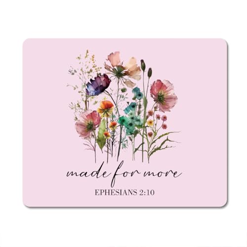 Christian Cute Mouse Pad, Bible Verse Scripture Mouse Pad for Computers Laptop Office Work Home, Gifts for Christian Women Girls Pink, 9.4x7.8 Inch - color: floral