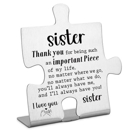 FOKCBOCM Decorative Signage - Stainless Steel Sister Gift, 3.3 x 3.0 inches, Funny Office Desk Decor, Thank You Present for Women Friend - style: Sister