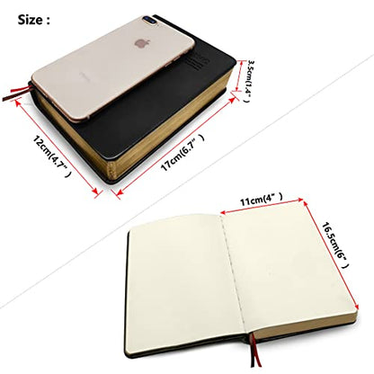 Thick Leather Journal Notebook Blank Premium Papers Writing Notebook with Golden Rim 440 Pages(220 Sheets) Travel Diary Ideal Gift for Anniversary Birthday Mothers Day (Black)
