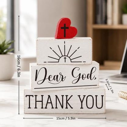 Christian Dear God Thank You Gifts Religious Farmhouse Table Decor for Home