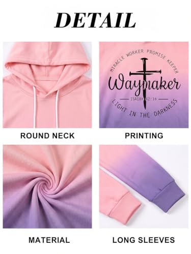 FASHGL Christian Hoodie for Women Religious Faith Sweatshirt Inspirational Pullover Tops Bible Verse Long Sleeve Tops - color: Pink2, size: Large