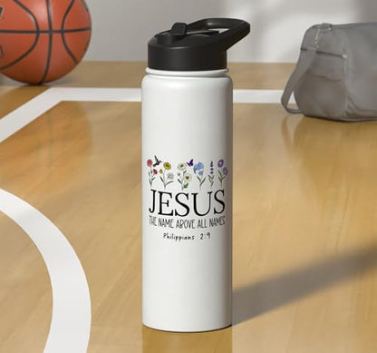 Jesus the Name All Above Names Christian Philippians 2 9-11 Stainless Steel Insulated Water Bottle