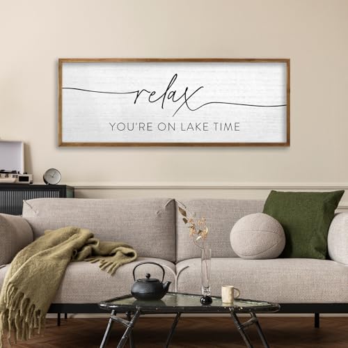 TQianJiang Relax You're On Lake Time Wall Decor 40"×15" Wood - color: Relax You're On Lake Time (Wood), size: 40"L x 15"W