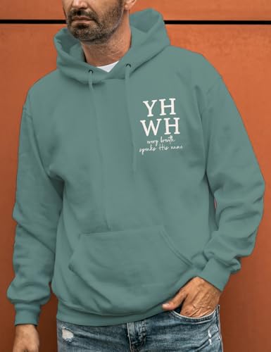 Christian Sweatshirt Women Men YHWH Hoodie Shirt Jesus Faith Inspirational Funny Letter Printed Graphic Pullover Tops - color: Green, size: Large
