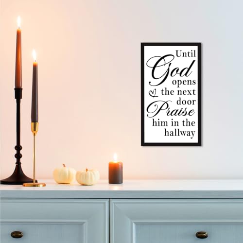 Until God Opens The Next Door Wood Box Sign Desk Decor,Bible Verse Scripture Wooden Block Sign for Christian Home Office Bedroom Wall Shelf Tabletop Decor 10'' x 6'' - style: Until God Opens The Next Door