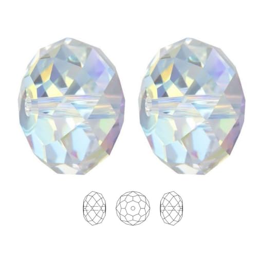 24pcs Adabele Austrian 6mm Faceted Rondelle Crystal Beads Clear AB - color: Crystal AB, size: 4mm x 6mm - 24pcs