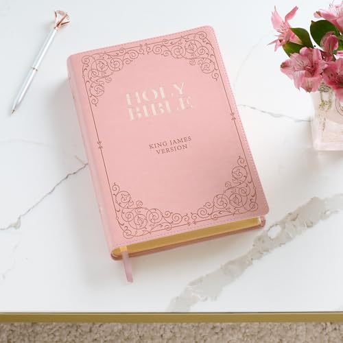 KJV Holy Bible, Giant Print Full-size Faux Leather Red Letter Edition - Thumb Index & Ribbon Marker, King James Version, Pink (KJV Full Size GP Editions)