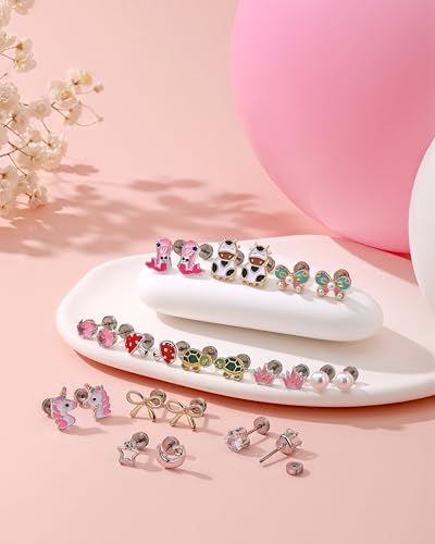 24 Pairs Hypoallergenic Screw Back Earrings for Girls Kids Women