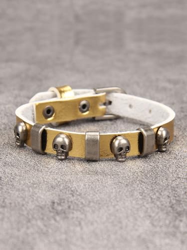 Jeilwiy Punk Rock Gothic Black Rivet Leather Spiked Necklace Collar Neckband Leather Choker Necklace for Women Mom Gifts Adjustable - color: HGB152-Gold