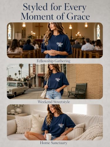 Muicy Womens Psalm 46 5 God is Within Her Christian Bible Verse Oversized T Shirt 2026 Summer - color: Navy, size: Medium