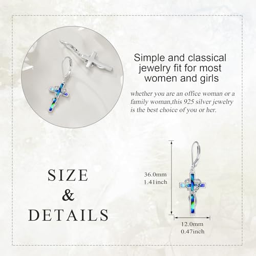 LUHE Sterling Silver Corss/Daisy/Musica Note Dangle Earrings for Women - style: Faith Cross Earrings
