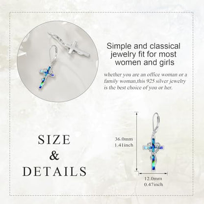 LUHE Sterling Silver Corss/Daisy/Musica Note Dangle Earrings for Women - style: Faith Cross Earrings