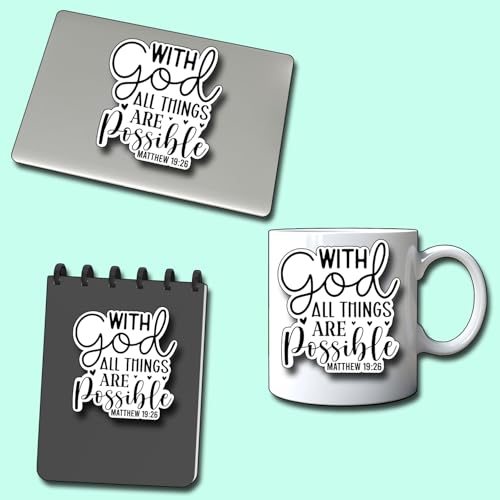 (3Pcs) with God All Things are Possible Sticker Christian Inspirational Decals Decorate Books Laptop Phone Water Bottles Kindles Tumbler Waterproof Vinyl Stickers 2,8 x 3 Inch - color: With God All Things Are Possible
