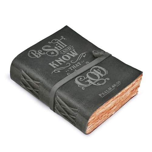 LEATHER VILLAGE Prayer Journal For Women Be Still Verse, Black 8x6. - color: Grey, size: 8 inches X 6 inches