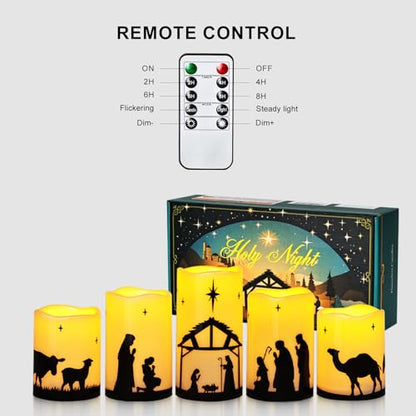 Nativity Scene Decoration, Christmas Nativity Set, Flameless Candles, 5 Pc - size: Nativity Set (5-Pack)