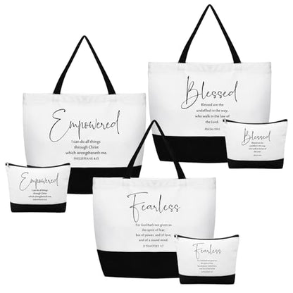 Abbylike Christian Gift Bible Verse Tote Bag Makeup Bag