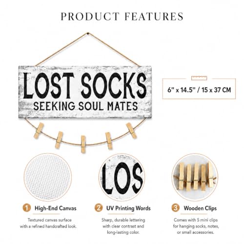Lost Socks Laundry Room Sign Farmhouse Wall Decor 6"x14.5" - color: Lost Socks