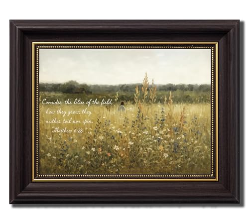 3D Textured Canvas Wall Art American-Style Frame Jesus Walking In Field Christian Bible Rustic Pastoral Relief Poster Print Artwork for Living Room Bedroom Church Home Decor - color: Framed Jesus Field, size: 11"L x 9"W