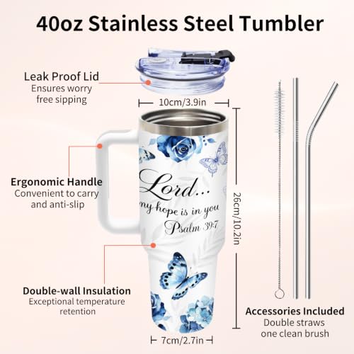 Christian Gifts for Women, Faith 40 oz Tumbler with Handle and Straw - color: Faith1