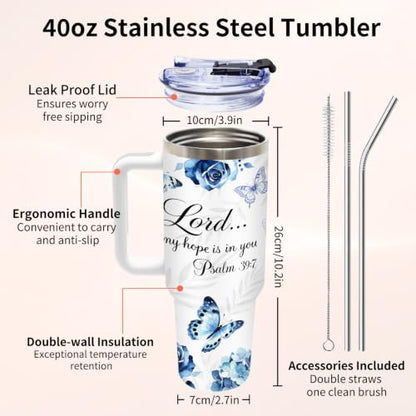 Christian Gifts for Women, Faith 40 oz Tumbler with Handle and Straw - color: Faith1