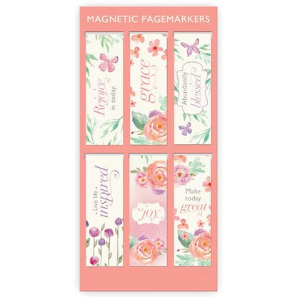 Christian Art Gifts Magnetic Scripture Bookmark Set: Blossoms of Blessings - color: Blossoms